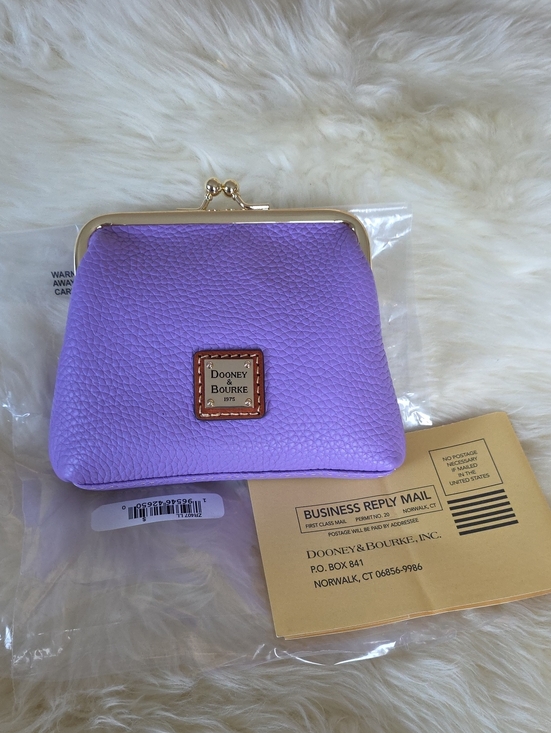 Dooney & Bourke Handbags - Beautiful NWT Dooney & Bourke Lilac Pebbled Leather Kiss-lock Wallet 💜🎁💛